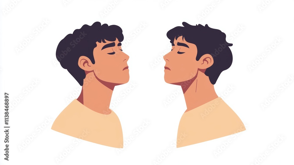 Profile View of Two Young Men, Side by Side Profile View of Two Young Men, Side by Side