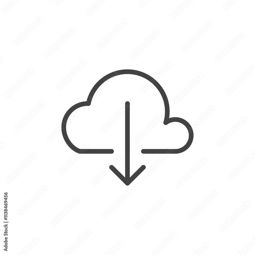 Cloud download icon Logo symbol outline set Cloud download icon Logo symbol outline set