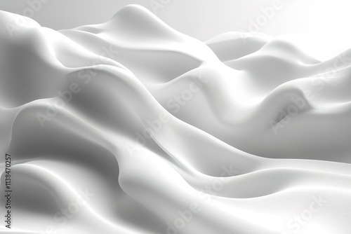 White, snowy landscape with a long, flowing piece of fabric