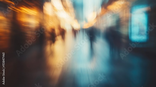 Wallpaper Mural Abstract blurred vintage cityscape background with soft lights and silhouettes of people in motion creating a dreamy atmosphere. Torontodigital.ca