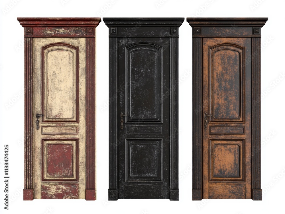 Set of Three Antique Distressed Wooden Doors Set of Three Antique Distressed Wooden Doors