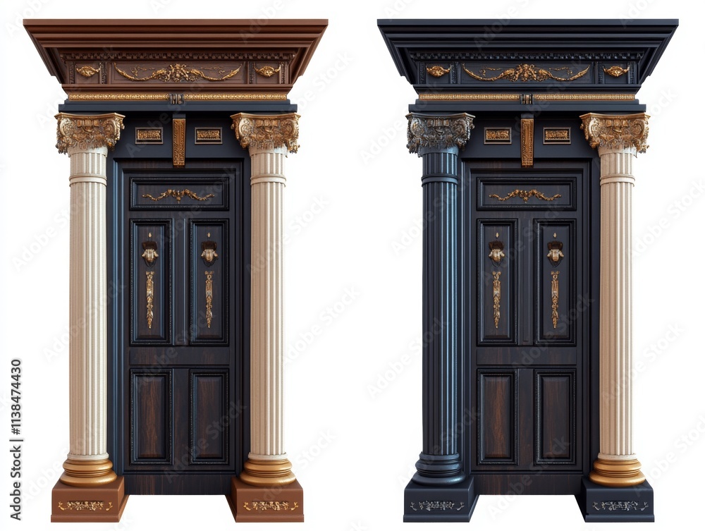 Obraz premium Elegant Classic Door with Columns, Two Color Options