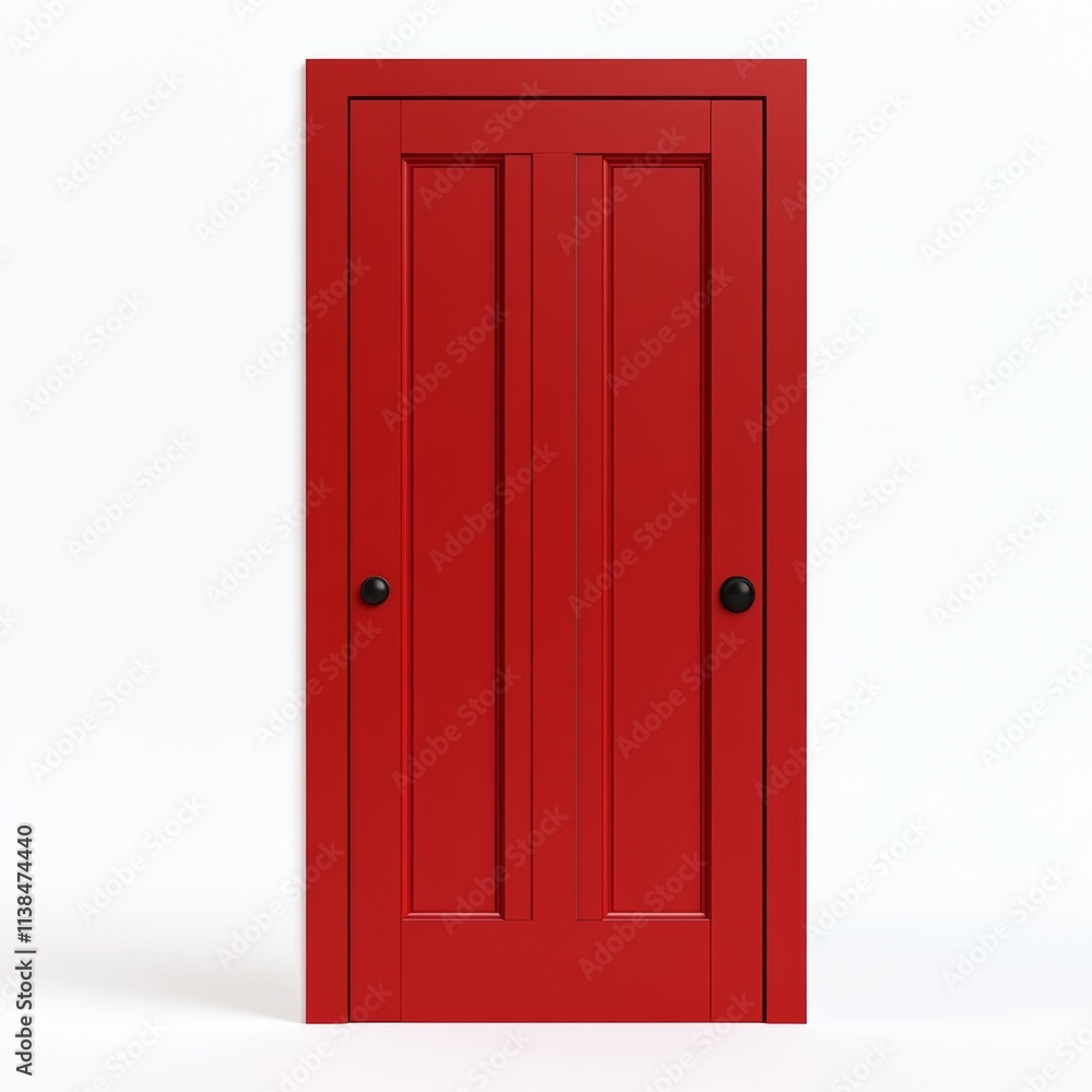Fototapeta premium Red Interior Door on White Wall