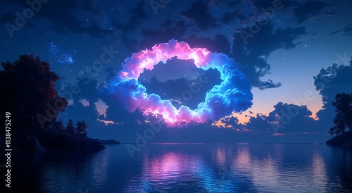 Glowing Celestial Ring Abov...