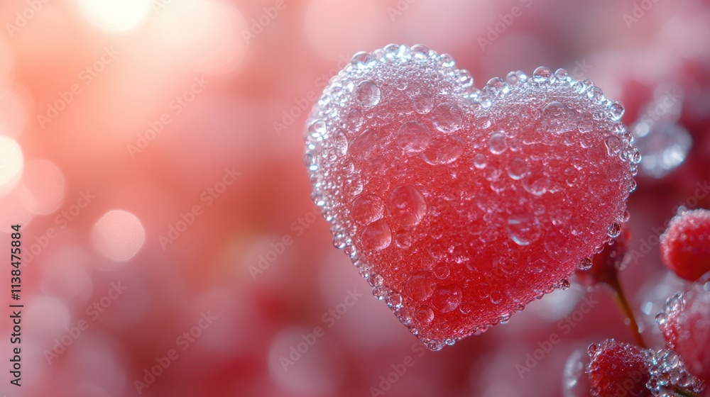 Close-up shot of water droplets on a heart-shaped object, great for scientific or educational purposes
