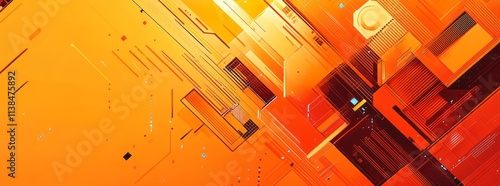 Abstract Orange and Red Geo...