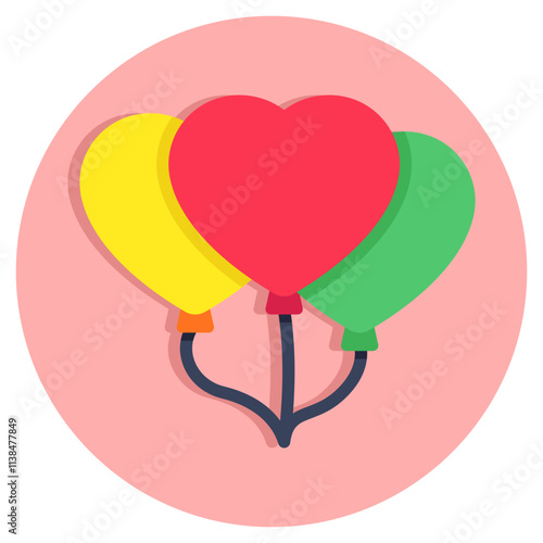 Heart balloons icon, decorative accessory