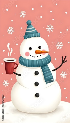 Wallpaper Mural Cute Snowman with Hot Cocoa on Snowy Winter Day Torontodigital.ca