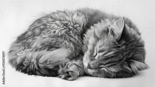 Wallpaper Mural Fluffy grey cat sleeping curled up. Torontodigital.ca