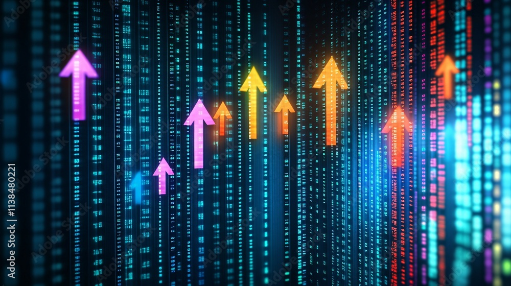 Digital Data Streams Showing Upward Trending Arrows Digital Data Streams Showing Upward Trending Arrows