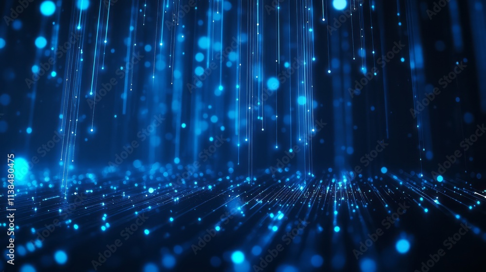 Abstract Blue Light Streaks and Glowing Particles Abstract Blue Light Streaks and Glowing Particles