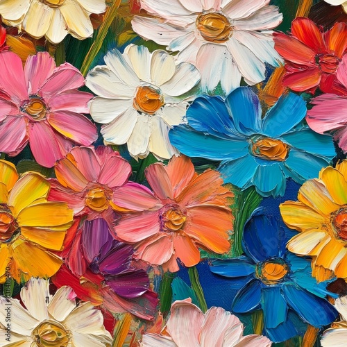 Wallpaper Mural Vibrant Impasto Flower Painting Torontodigital.ca