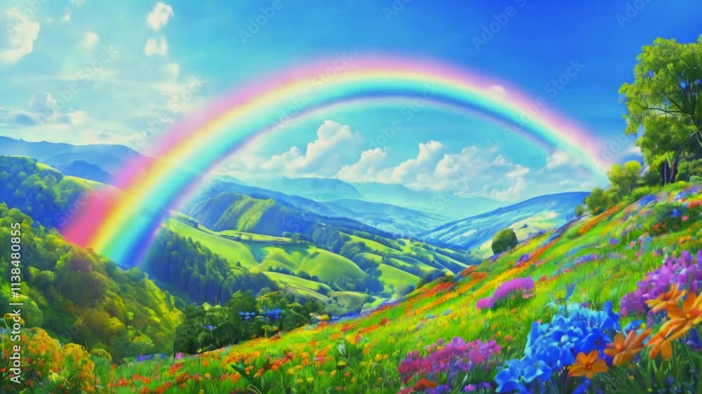 landscape with rainbow landscape with rainbow