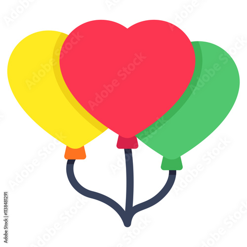 Heart balloons icon, decorative accessory
