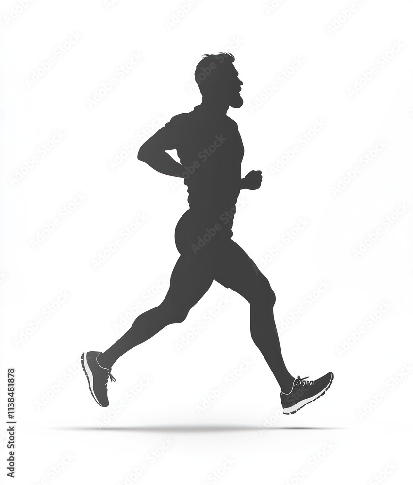 Silhouette of a man jogging, running, in motion. Silhouette of a man jogging, running, in motion.