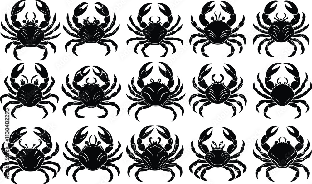 Set Of Crab Silhouette Vector Illustration Vector Illustration Set Of Crab Silhouette Vector Illustration Vector Illustration