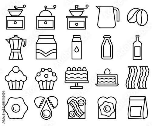 Cafe and coffee shop icon set. food and drink icons set. Outline icon