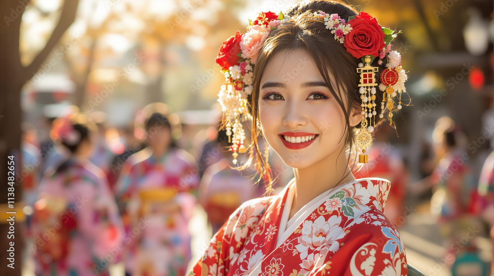 Radiant Smiles and Cultural Elegance: Women in Japanese Kimonos Radiant Smiles and Cultural Elegance: Women in Japanese Kimonos