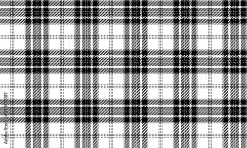 Plaid fabric pattern, white, black, seamless for textile and design clothes skirt pants apron tablecloth blanket or decoration. Vector illustration.