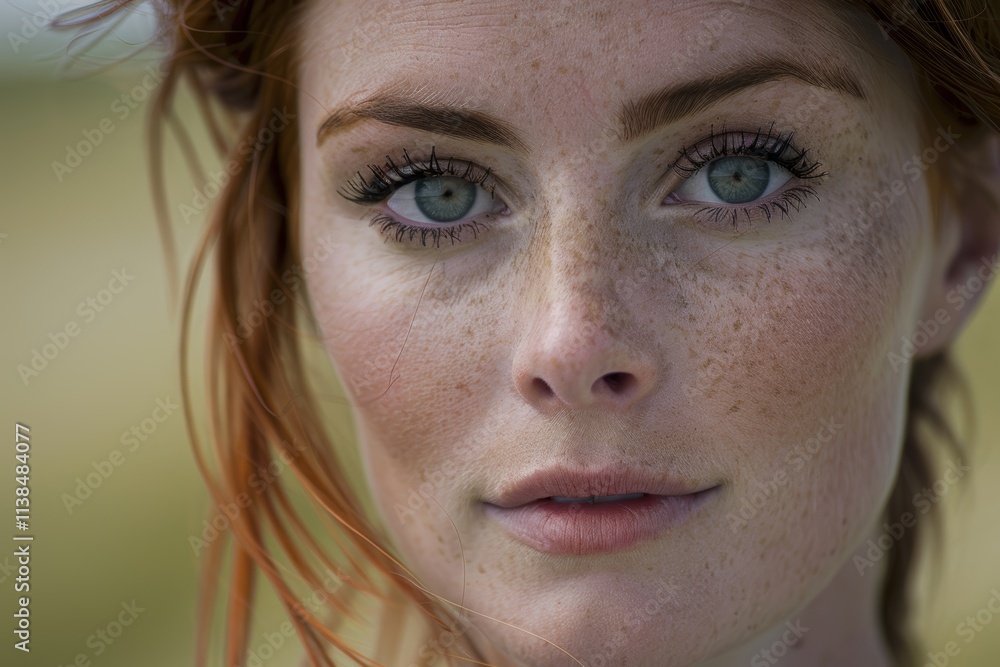 Portrait of a Beautiful. Freckled Young Woman with Red Hair and Green Eyes. Natural Beauty Concept. Portrait of a Beautiful. Freckled Young Woman with Red Hair and Green Eyes. Natural Beauty Concept.