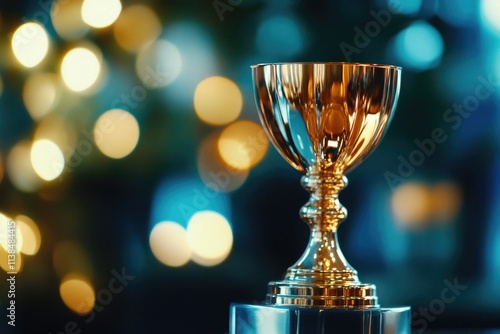 A golden trophy sits atop a table, ready to be awarded