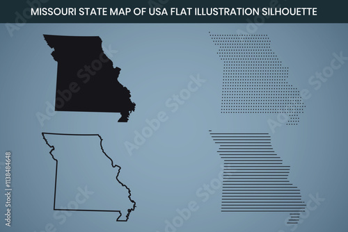 Missouri State Hand Drawn Outline Map of USA