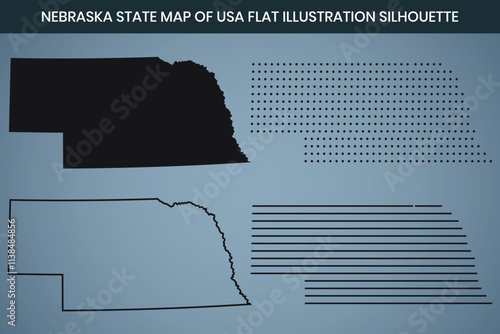 Nebraska State Hand Drawn Outline Map of USA