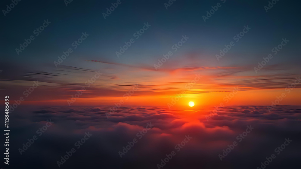 Sunset Majesty Above the Clouds. Ai Generated. Sunset Majesty Above the Clouds. Ai Generated.