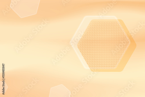 Hexagon Shaped Glassmorphism Pastel Yellow Background. Aesthetic Design Vector Illustration For E-commerce, Beauty, Fashion, Web, UI, Etc.