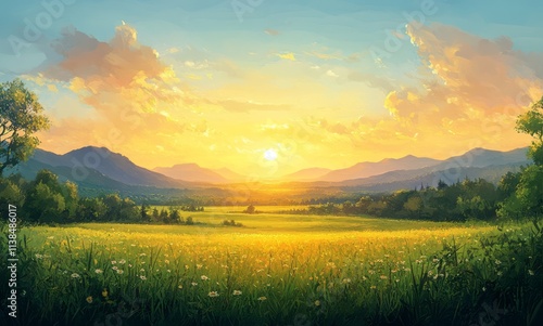 Golden Sunset Over Rolling ...