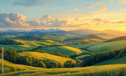 Tuscan Rolling Hills Sunset...