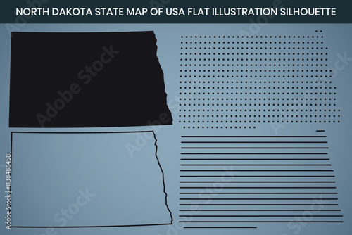 North Dakota State Hand Drawn Outline Map of USA