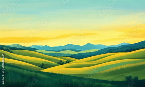 Rolling Hills Landscape Und...