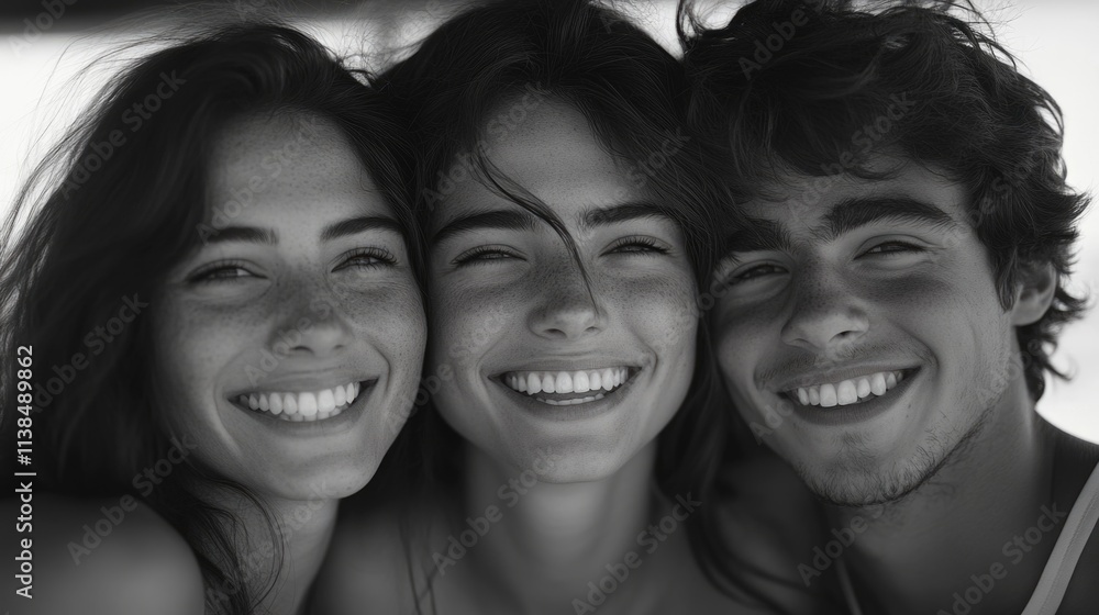 A trio of joyful individuals sharing a moment together A trio of joyful individuals sharing a moment together