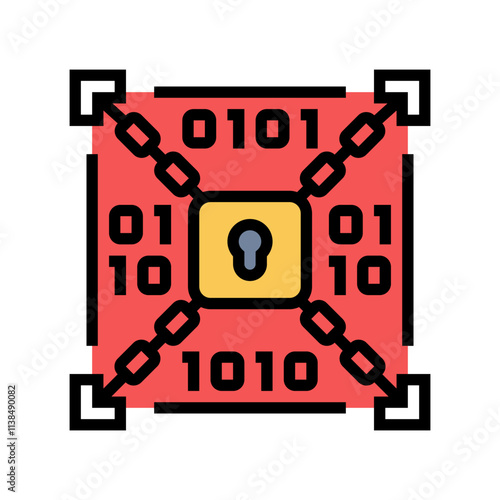 encryption lock big data color icon vector. encryption lock big data sign. isolated symbol illustration