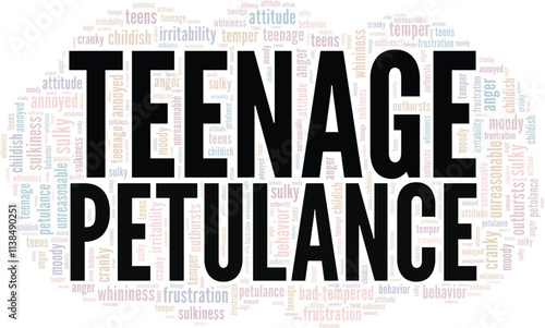 Teenage Petulance word cloud conceptual design isolated on white background.