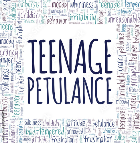 Teenage Petulance word cloud conceptual design isolated on white background.