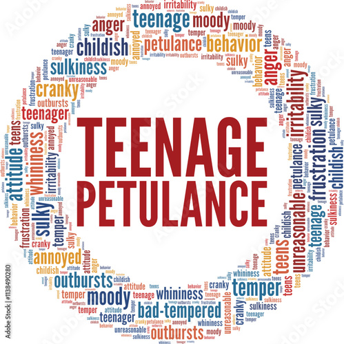 Teenage Petulance word cloud conceptual design isolated on white background.