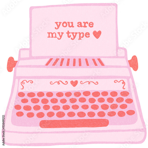 Valentine's Day Romantic moment Typewriter to say I love you for couple surprise letter