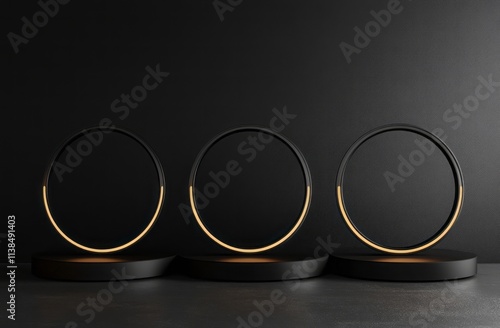 Three Black Circular Frames...