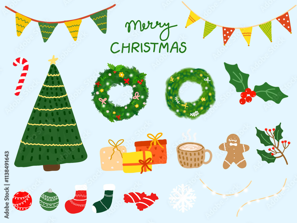set of christmas elements set of christmas elements