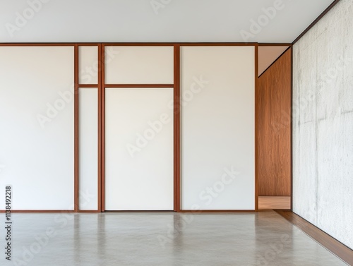 Wallpaper Mural Minimalist Modern Interior Design with Wooden Accents and Concrete Wall Torontodigital.ca