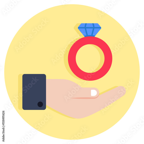 Premium download icon of diamond ring on hand, propose vector