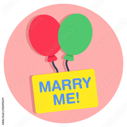 Marry me balloons icon, decorative accessory