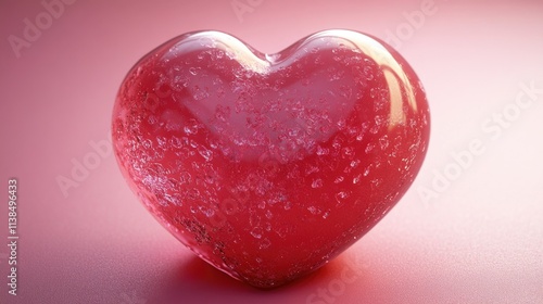 A red heart-shaped object sits on a pink surface, ready for use in various contexts