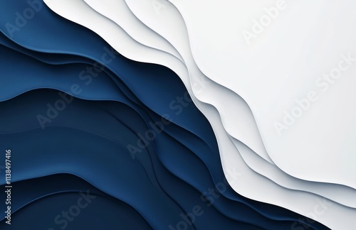 Abstract Blue and White Wav...