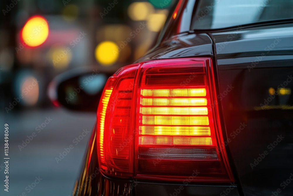 Close-up shot of car tail lights with bright colors and detailed design Close-up shot of car tail lights with bright colors and detailed design