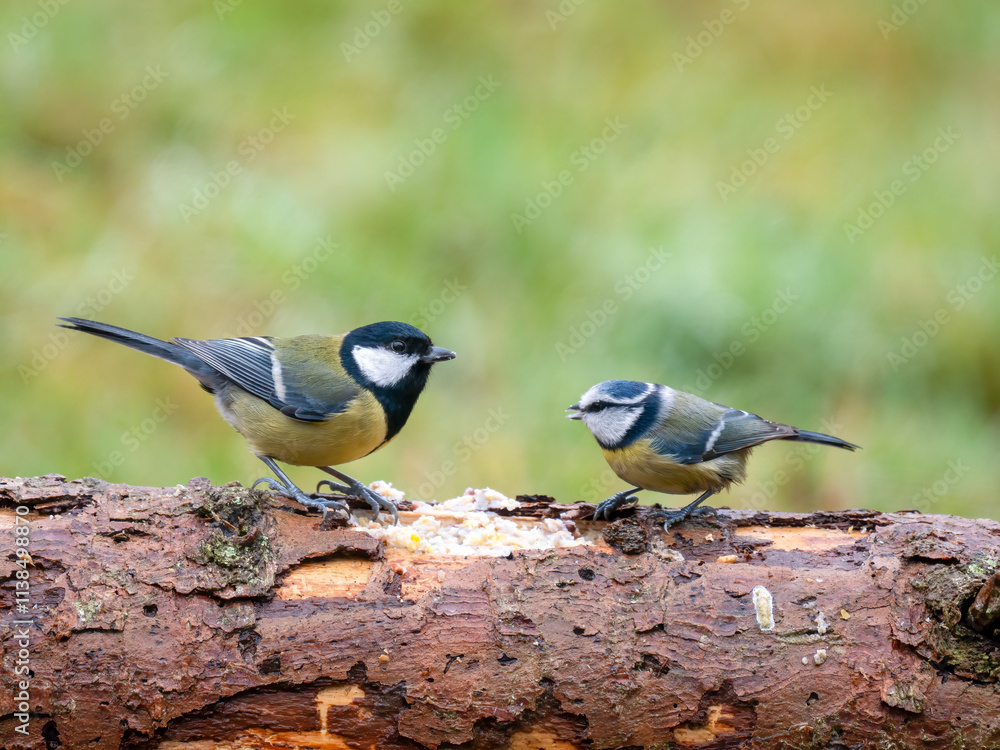 Naklejka premium Blaumeise&nbsp;(Cyanistes caeruleu) Kohlmeise (Parus major)