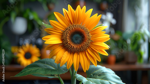 3D Realistic Vibrant Sunflower Blooming 

