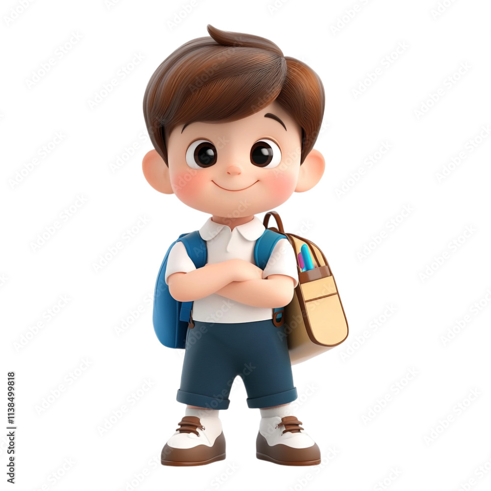 3D Toddler School Boy Isolated on a Transparent Background, Perfect for Educational Content, Children's Materials, or Back-to-School Promotions 3D Toddler School Boy Isolated on a Transparent Background, Perfect for Educational Content, Children's Materials, or Back-to-School Promotions